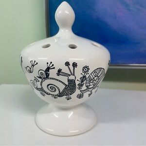 Estello MCM Vintage Snail Print Appetizers Toothpick Holder Ceramic Whimsical